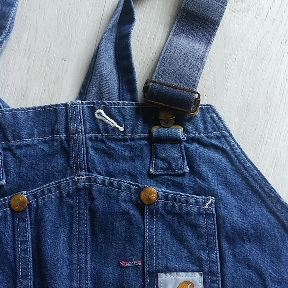 Mens Carhartt Washed Denim Bib Overalls 48/27 - Picture 8 of 10
